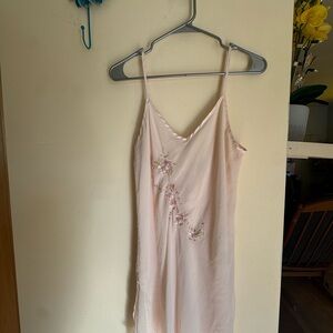 Vintage Fairy Core Delicate Blush Pink Embroidered Slip Dress